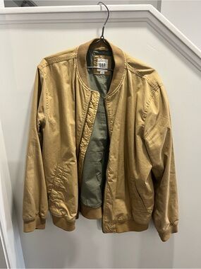 GAP Men’s Tan Bomber Jacket with Olive Lining
